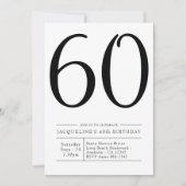 Elegantes, 60. Geburtstag schlichtes Party Einladung (Vorderseite)