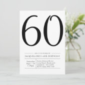 Elegantes, 60. Geburtstag schlichtes Party Einladung (Stehend Vorderseite)