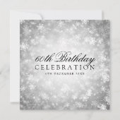 Elegantes 60. Geburtstag Silver Winter Wonderland Einladung (Rückseite)