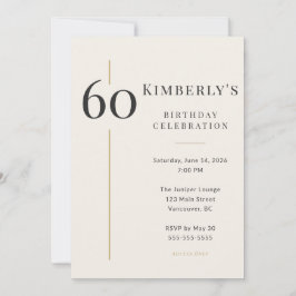 Elegantes 60. Geburtstagsfest in Creme und Gold Einladung