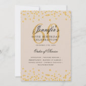 Elegantes 60. Geburtstagsmenü Gold Champagne Einladung (Vorderseite)