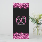 Elegantes 60. Geburtstagsmenü - Hot Pink Einladung (Stehend Vorderseite)