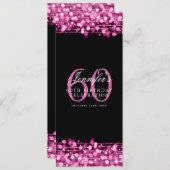 Elegantes 60. Geburtstagsmenü - Hot Pink Einladung (Vorne/Hinten)