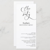 Elegantes 60. Geburtstagsmenü Menükarte (Vorne/Hinten)