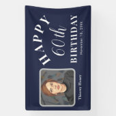 Elegantes 60. Geburtstagsparty Banner mit Foto (Vertikal)