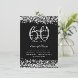 Elegantes 60. Geburtstagsparty-Programm Silver mit Einladung