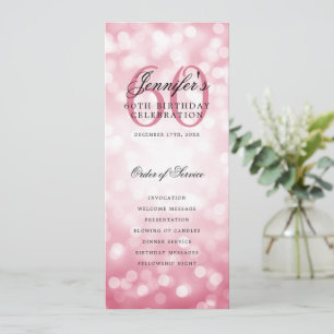 Elegantes 60. Geburtstagsprogramm Blush Pink Bokeh Einladung