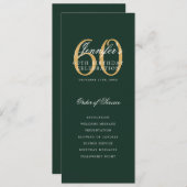 Elegantes 60. Gold Green Menü+Vielen Dank Einladung (Vorne/Hinten)