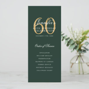 Elegantes 60. Gold Green Menü+Vielen Dank Einladung