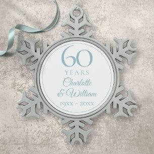 Elegantes 60. Hochzeitsjubiläum Schneeflocken Zinn-Ornament