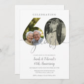 Elegantes 60. Hochzeitstag 2 Foto Einladung (Vorne/Hinten)