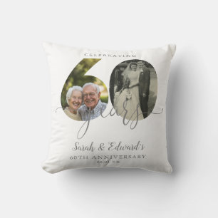 Elegantes 60. Hochzeitstag 2 Foto Kissen