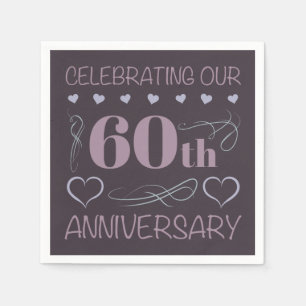 Elegantes 60. Hochzeitstag Lila Serviette