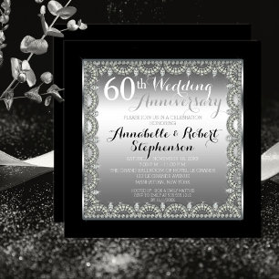 Elegantes 60. Silber- und Diamant-Jubiläum Einladung