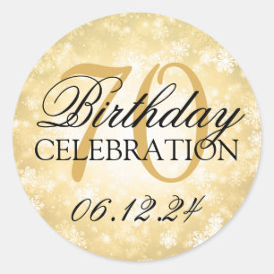 Elegantes 70. Geburtstags Gold Winter Wonderland Runder Aufkleber