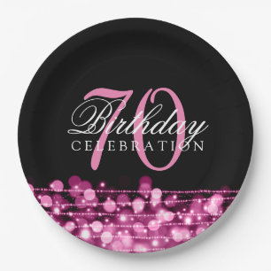 Elegantes 70. Geburtstags-Party-Glitzern-Rosa Pappteller
