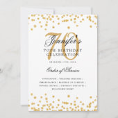 Elegantes 70. Geburtstagsmenü Gold Einladung (Vorderseite)