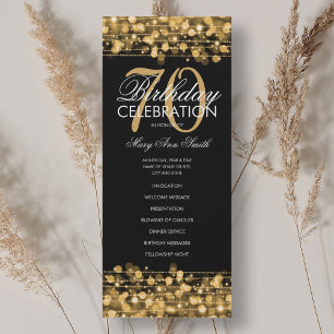 Elegantes 70. Geburtstagsparty-Programm Gold mit M Einladung