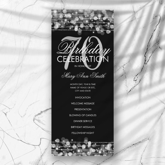 Elegantes 70. Geburtstagsparty Programm Silver Men