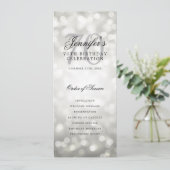Elegantes 70. Geburtstagsprogramm Silber-Bokeh Einladung (Stehend Vorderseite)