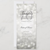 Elegantes 70. Geburtstagsprogramm Silber-Bokeh Einladung (Vorderseite)