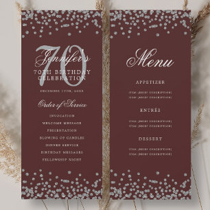 Elegantes 70. Geburtstagsprogramm Silber Menü Burg Einladung