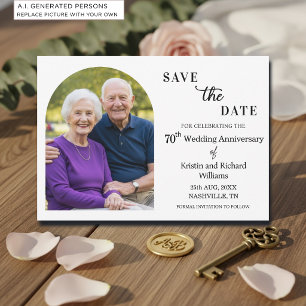Elegantes 70. Hochzeitsjubiläumsfoto Save The Date