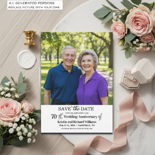 Elegantes 70. Hochzeitsjubiläumsfoto Save The Date