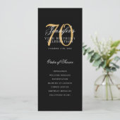 Elegantes 70. Programm Gold Black Menü+Vielen Dank (Stehend Vorderseite)