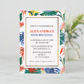 Elegantes 80. Geburtstag Einladungen Tropical Part (Stehend Vorderseite)