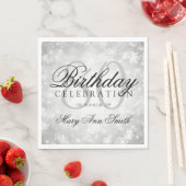Elegantes 80. Geburtstag Silver Winter Wonderland Serviette (Beispiel)