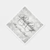Elegantes 80. Geburtstag Silver Winter Wonderland Serviette (Ecke)