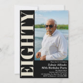 Elegantes 80. Geburtstagsparty Foto Einladung (Vorderseite)
