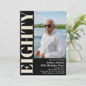 Elegantes 80. Geburtstagsparty Foto Einladung (Stehend Vorderseite)
