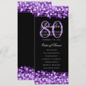 Elegantes 80. Geburtstagsparty-Programm Lila Einladung (Vorne/Hinten)
