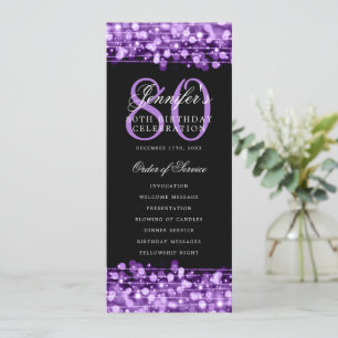 Elegantes 80. Geburtstagsparty-Programm Lila Einladung