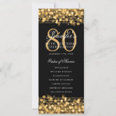 Elegantes 80. Geburtstagsprogramm Gold mit Danke Einladung (Vorderseite)