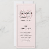 Elegantes 80. Geburtstagsprogramm Menü Rosenrot Einladung (Vorderseite)