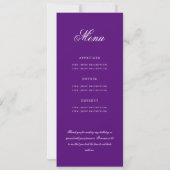 Elegantes 80th Program Gold Lila Menu+Vielen Dank Einladung (Rückseite)