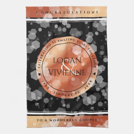 Elegantes 8. 32. Geburtstag der Bronze Geschirrtuch (Vertikal)