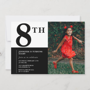Elegantes 8. Geburtstags-Einladung Girl Chic Foto Einladung