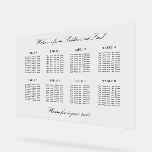 Elegantes 8 Tafelzeichen Akryllisches Zeichen Acrylschild (Winkel)