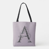 Elegantes A Boho Blumenmonogramm Initial Lila Grau Tasche (Rückseite)