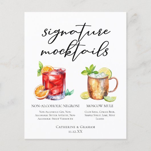 Elegantes Abend-Hochzeits-Mocktails-Menü (Vorderseite)