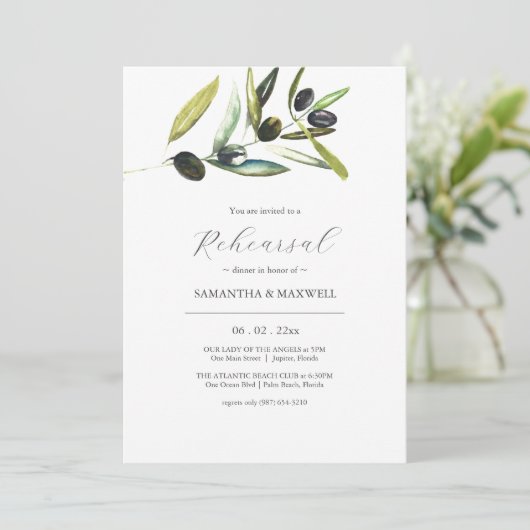 Elegantes Abendessen am Olive Branch Probe Einladung (Stehend Vorderseite)