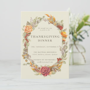 Elegantes Abendessen an der frischen Blumenküste E Einladung