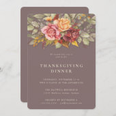 Elegantes Abendessen an der frischen Blumenküste E Einladung (Vorne/Hinten)