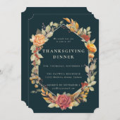 Elegantes Abendessen an der frischen Blumenküste E Einladung (Vorne/Hinten)