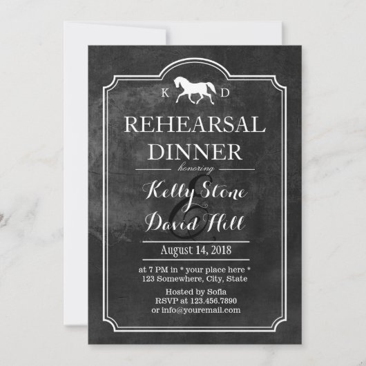 Elegantes Abendessen bei Hochzeiten Probe Einladung (Vorderseite)