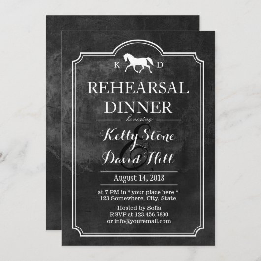 Elegantes Abendessen bei Hochzeiten Probe Einladung (Vorne/Hinten)